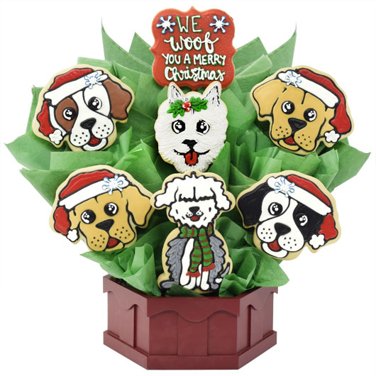 Christmas Puppies Cookie Bouquet