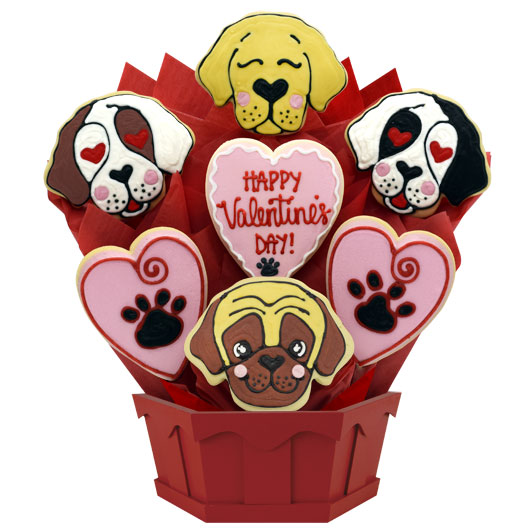 Valentine Puppies Cookie Bouquet