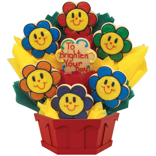 Smiling Face Daisies Cookie Bouquet